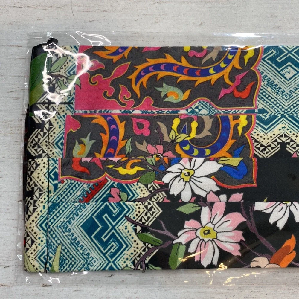 Johnny Was Multi Color Floral Print Cotton Sateen Face Mask
